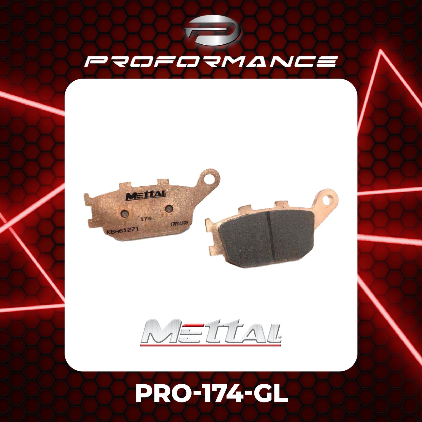 METTAL PRO-174-GL BRAKE PADS FOR HONDA, KAWASAKI, SUZUKI AND YAMAHA MOTORBIKE